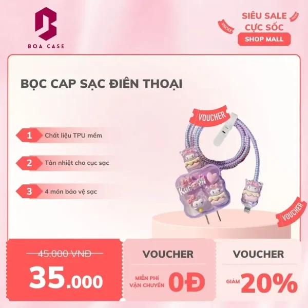 Bọc bảo vệ cáp sạc điện thoại Boa Case