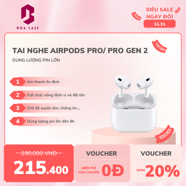 Tai nghe Airpods Pro / Pro Gen 2 Boa Case