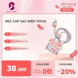 Bọc cáp sạc điện thoại hình heo con