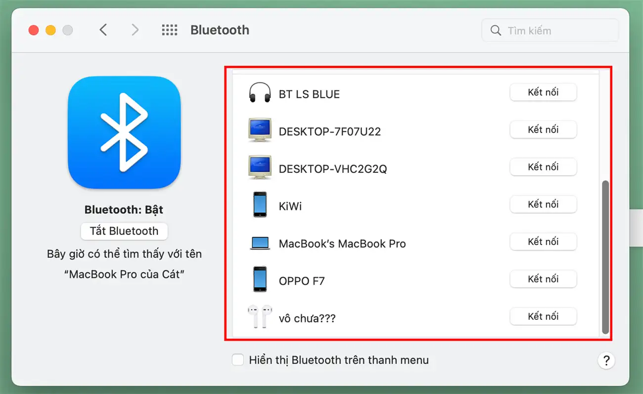 Cách kết nối tai nghe bluetooth với Macbook